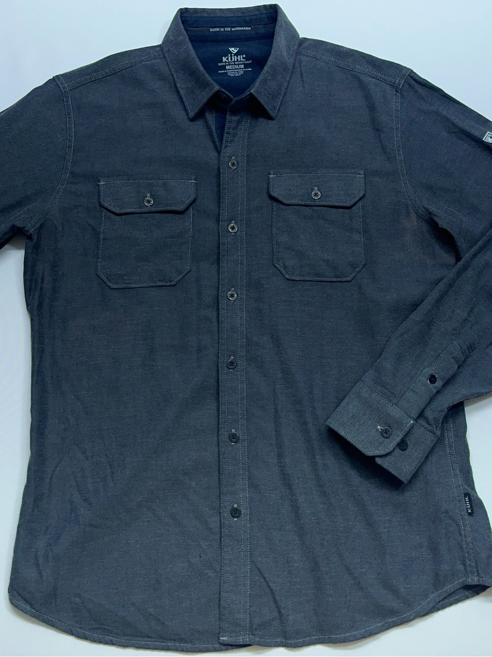 KUHL Descendr Flannel Button Up Shirt Mens Size Medium Gray Long Sleeve Hiking - Picture 4 of 9